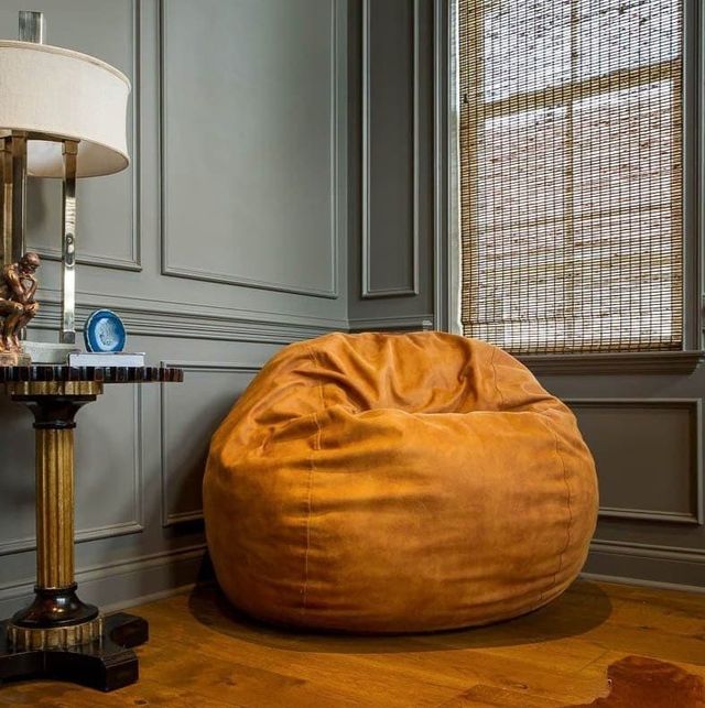 CordaRoy's® Original Cognac Faux Leather Full Bean Bag Chair-1