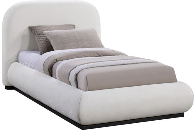 Meridian Furniture Vaughn Cream Twin Chenille Fabric Upholstered Panel Bed-0