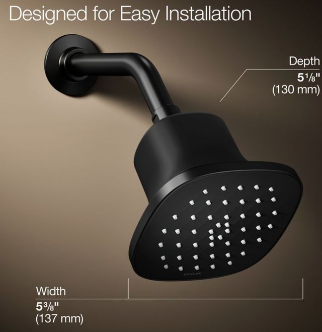 KOHLER® Cinq® Matte Black 2.5 GPM Square Single-Function Filtered Showerhead-3