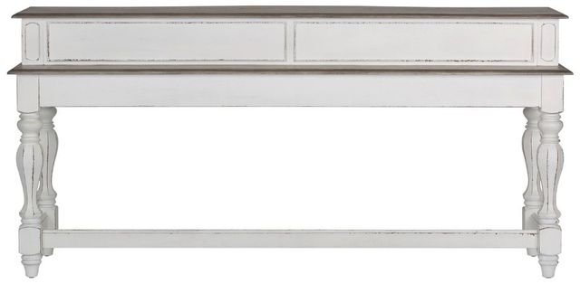 Liberty Furniture Magnolia Manor Weathered Bark Console Bar Table with Antique White Base-2