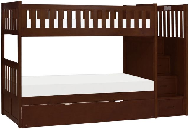 Homelegance® Rowe Dark Cherry Youth Twin/Twin Step Bunk Bed with Twin Trundle -0
