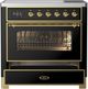 Ilve® Majestic III 36" Glossy Black Pro Style Induction Range with Triple Glass Door and Brass Trim-3