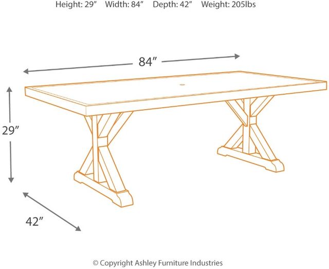 Signature Design by Ashley® Beachcroft Beige Outdoor Rectangular Dining Table with Umbrella Option-2