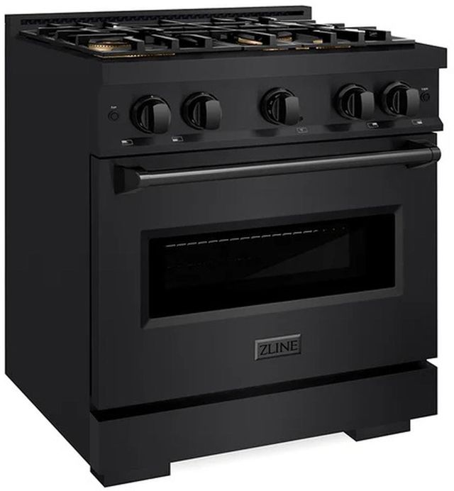 ZLINE 30" 4.2 cu. ft. Classic Gas Range with 4 Burner DuoPro™ Cooktop and Convection Gas Oven in Black Stainless Steel-2
