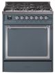 Ilve® Nostalgie II Noblesse 30'' Blue Gray Pro Style Dual Fuel Range with Chrome Trim-0