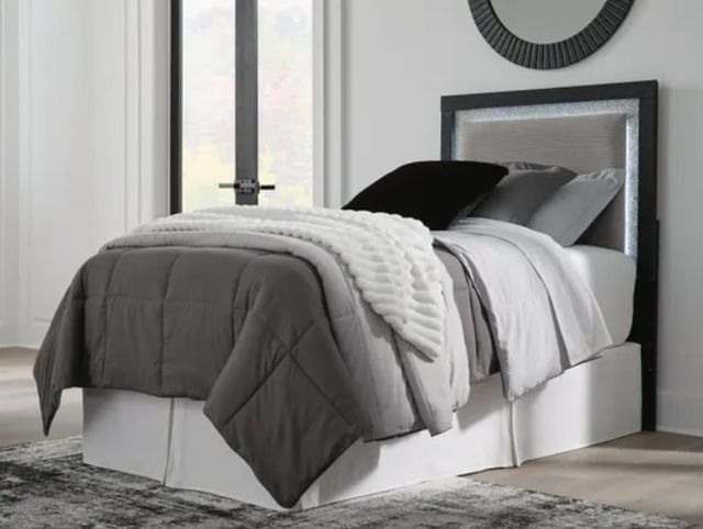 Signature Design by Ashley® Maeling Black Twin Upholstered Panel Headboard-1
