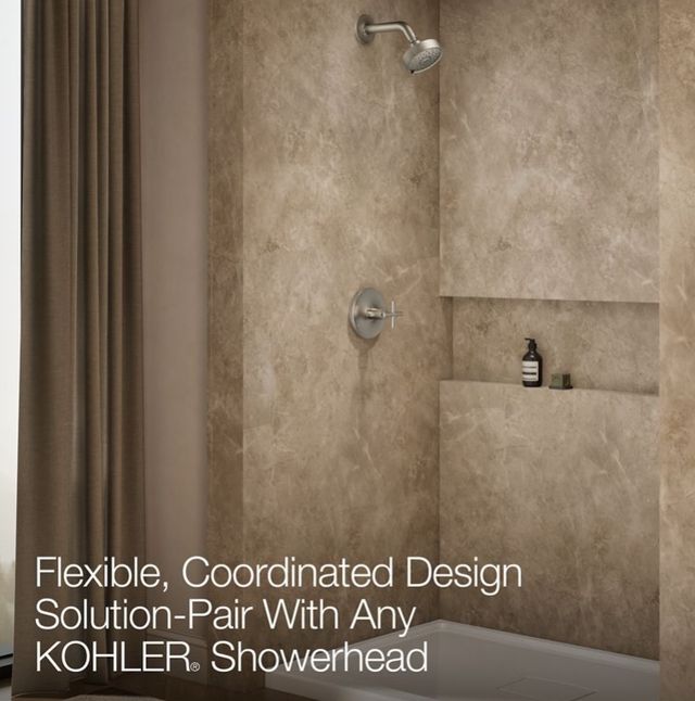 KOHLER® Purist® Rite-Temp® Vibrant Brushed Nickel Shower Trim Kit with Cross Handle-3