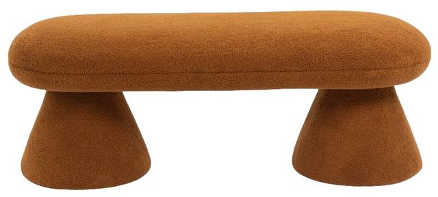 Meridian Furniture Drum Saddle Faux Shearling Teddy Fabric Upholstered Bench-1