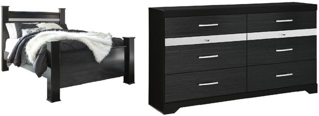 Signature Design by Ashley® Starberry 2-Piece Black Queen Poster Bed Set-0