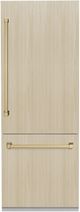 ZLINE Autograph Edition 30" 16.1 Cu. Ft. Panel Ready Built In Counter Depth Bottom Freezer Refrigerator with Champagne Bronze Accents-0