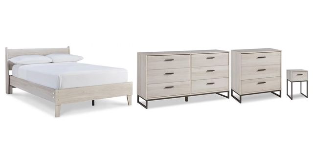 Signature Design by Ashley® Socalle 4-Piece Natural Full Platform Bed Set-0