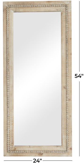 Deco Marche Washed Brown Rectangular Beaded Wall Mirror-3