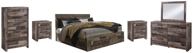 Benchcraft® Derekson 6-Piece Multi Gray King Panel Storage Bed Set-0