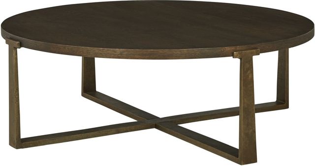 Signature Design by Ashley® Balintmore Brown Round Coffee Table with Antique Gold Gase-0