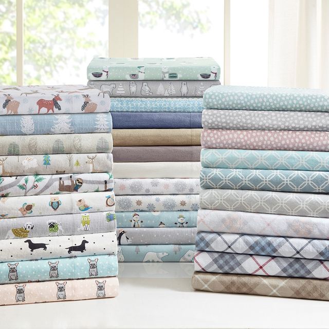 Olliix by True North by Sleep Philosophy Cozy Flannel Multi Leaves King 100% Cotton Printed Sheet Set-2