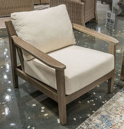 Signature Design by Ashley® Eden Reef Beige/Dark Brown Fabric/Wood Outdoor Lounge Chair with Cushion-2