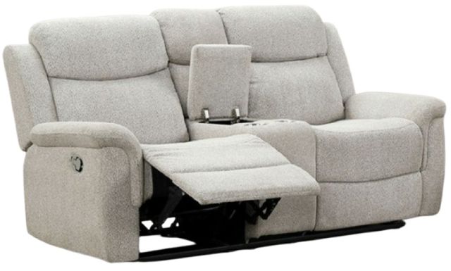 Furniture of America® Sandbach Light Gray Manual Reclining Glider Loveseat with Console-0