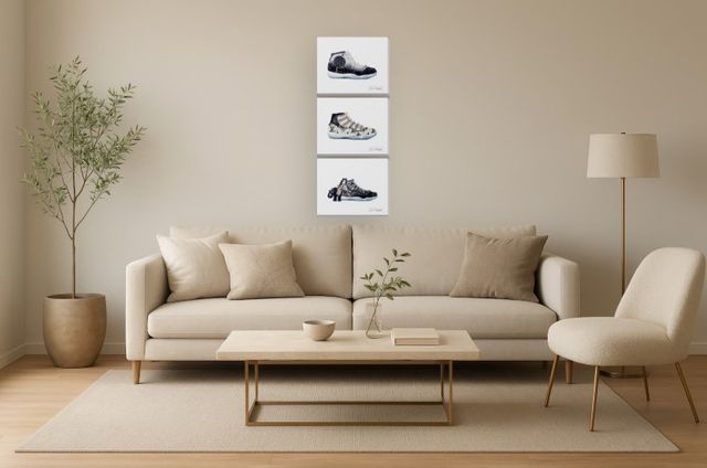 Classy Living 3-piece Luxe Kicks Couture Triptych Wall Art-1