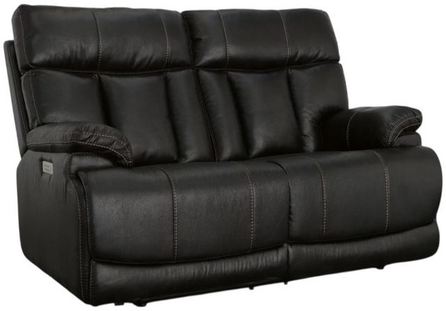 Flexsteel® Clive Black Power Reclining Loveseat with Power Headrests and Lumbar