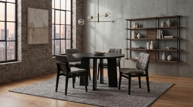 Coaster® Strouse 5-Piece Black/Gray Round Dining Table Set-1