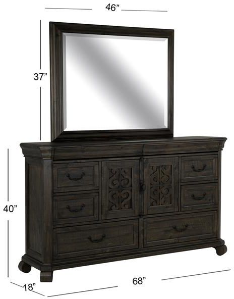 Magnussen Home® Bellamy Peppercorn 2-Door Dresser and Mirror-2
