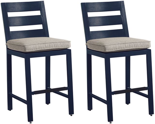 Signature Design by Ashley® Mabry Shores 2-Piece Navy Blue Aluminum/Fabric Outdoor Bar Stool-0