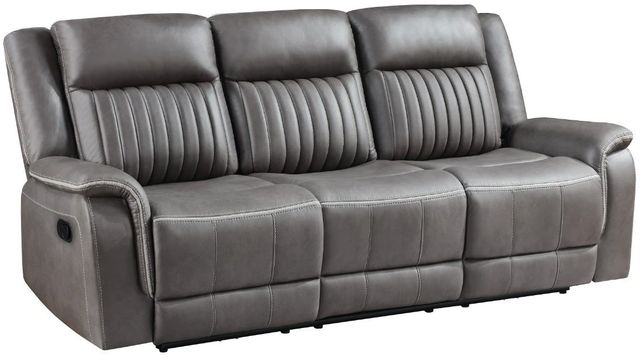 New Classic® Home Furnishings Enzo Gray Dual Manual Reclining Sofa-0
