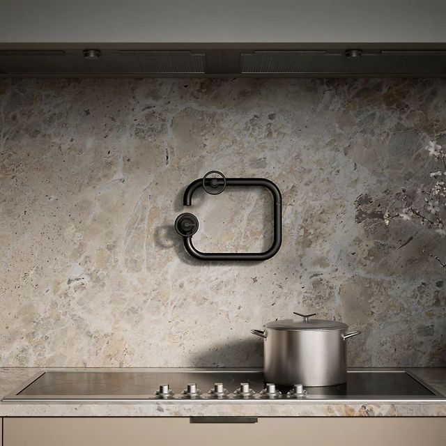 KOHLER® Billet® Matte Black Wall-Mount Pot Filler with Round Handle-4