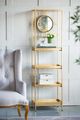 A & B Home Clear/Gold Shelf with Clock-4