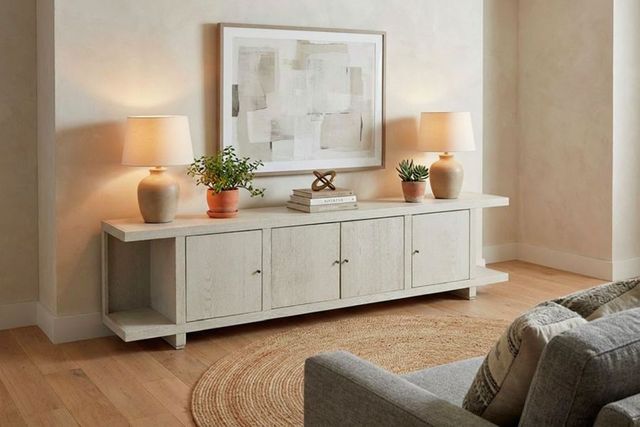 aspenhome® Latitude Brushed White 95'' Console with 4-Doors-1
