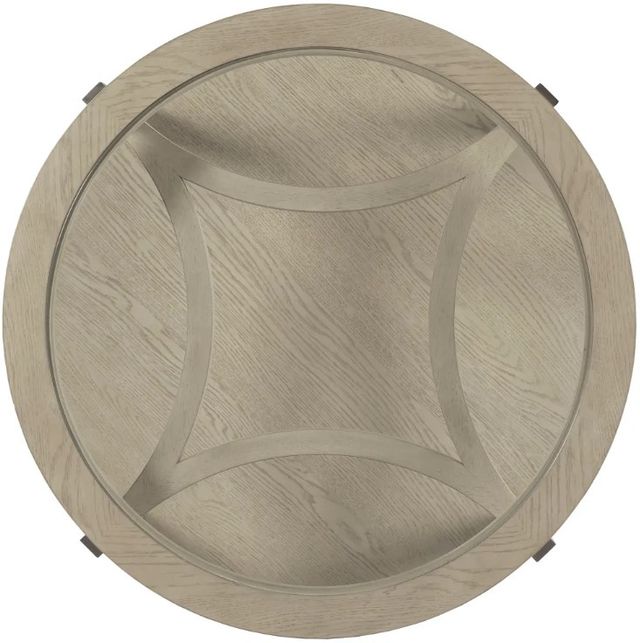 Hammary® Solstice Glass Top Round Coffee Table with Soft Beige Base-4