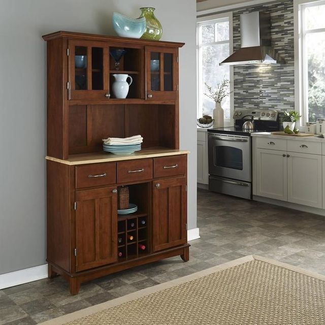homestyles® Buffet Of Buffets Cherry/Natural Wood Server with Hutch-1
