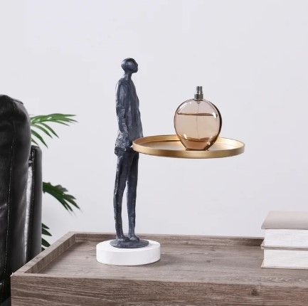 Stylecraft Black/Gold Round Plate Man Home Décor-4
