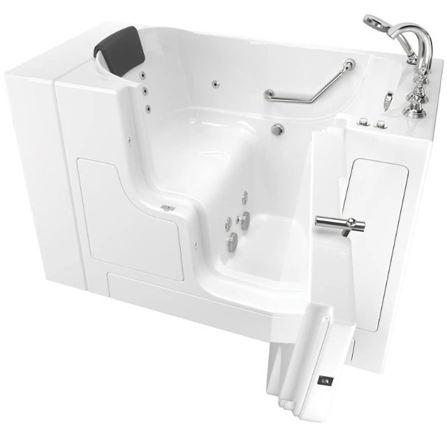 American Standard Gelcoat White 30” x 52” Walk-in Tub with Whirlpool System - Right-Hand Drain with Faucet-0