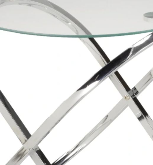 Brassex Inc. Glass Top Accent Table with Silver Base-1