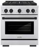 ZLINE Paramount 30" 4.2 cu. ft. Satin Stainless Steel Paramount Dual Fuel Range with 4 Burner DuoPro™ Cooktop and Electric Convection Oven with Black Matte Accents-0