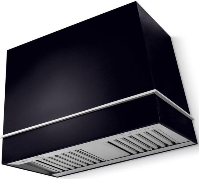La Cornue CornuFé Loge 44" Gloss Black Wall Mounted Range Hood with Polished Chrome Trim-0