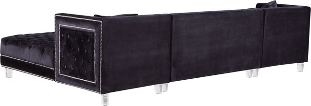 Meridian Furniture Moda 3-Piece Black Velvet U-Shape Double Chaise Sectional-2