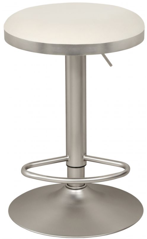 Meridian Furniture Brody Brushed Chrome/White Adjustable Stool-1