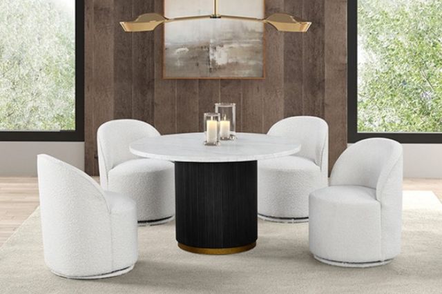 Furniture of America® Broager White Dining Swivel Chair-1