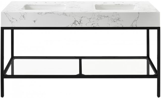 Meridian Furniture Marmo White/Matte Black 60" Bathroom Vanity-1