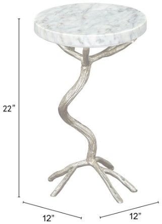 Zuo® Modern Joel White Side Table with Silver Base-2