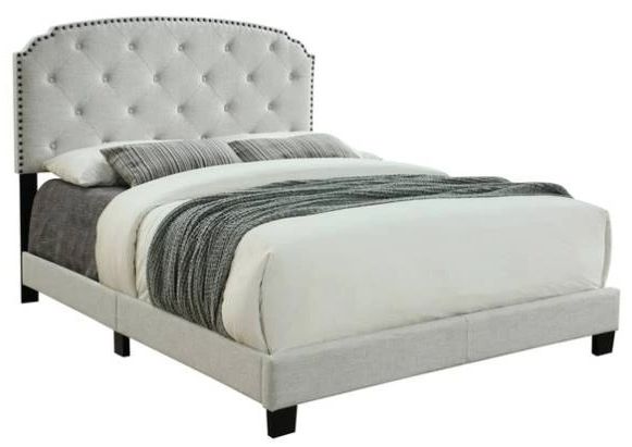 Bernards Olivia Gray Upholstered King Panel Bed in a Box-0