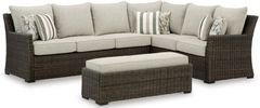 Signature Design by Ashley® Brook Ranch Set of 3 Brown Outdoor Sofa Sectional/Bench with Cushion