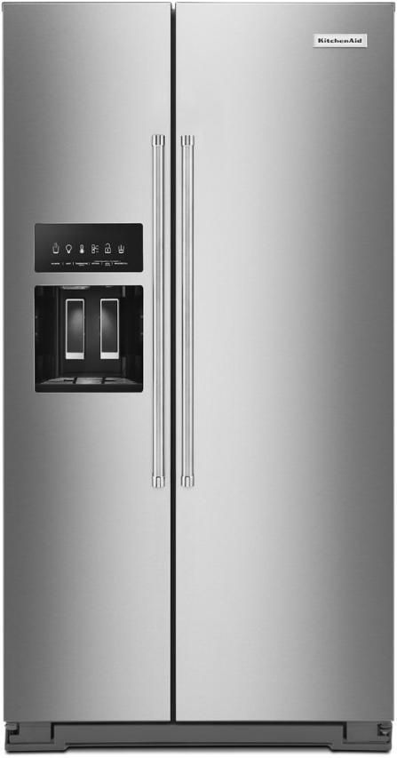 KitchenAid® 36 in. 19.9 Cu. Ft. Stainless Steel with PrintShield™ Finish Counter-Depth Side-by-Side Refrigerator-0