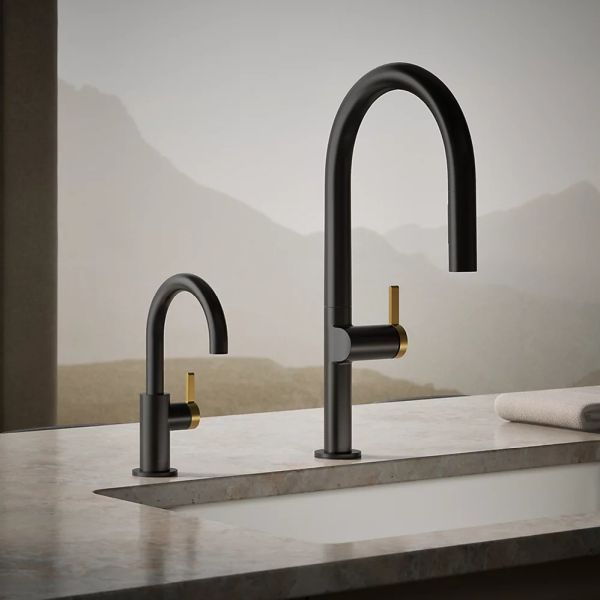 KOHLER® Components® Brushed Moderne Brass/Matte Black Beverage Faucet-2