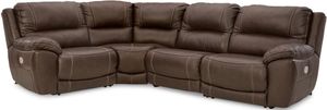 Front view of the Signature Design by Ashley® Dunleith 4-Piece Chocolate Reclining Sectional
