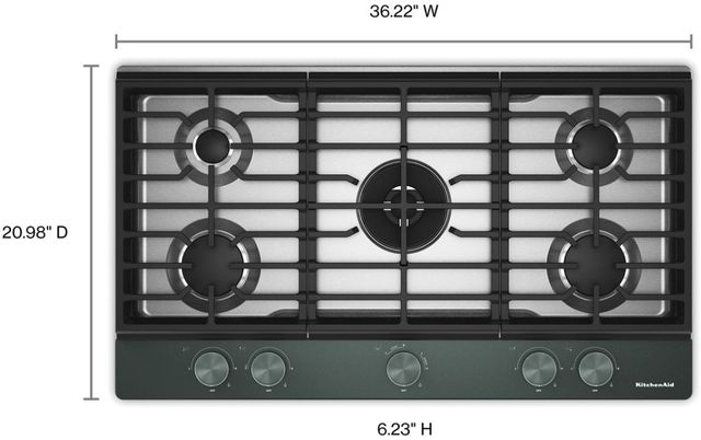 KitchenAid® 36" Juniper Gas Cooktop with 5 Burners and Integrated Wok Grate-4