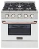 Kucht Professional KNG Series 30" Stainless Steel Pro Style Propane Gas Range with White Door and Rose Gold Handle-0