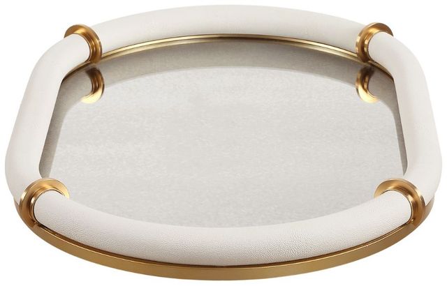 Uttermost® Cyprus Brass/White Oval Tray-4